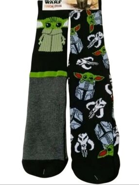Star Wars Mandalorian Grogu Baby Yoda Long Sock Set Crew Socks Black Green